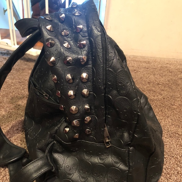 Bags | Faux Leather Skull Stud Backpack 
